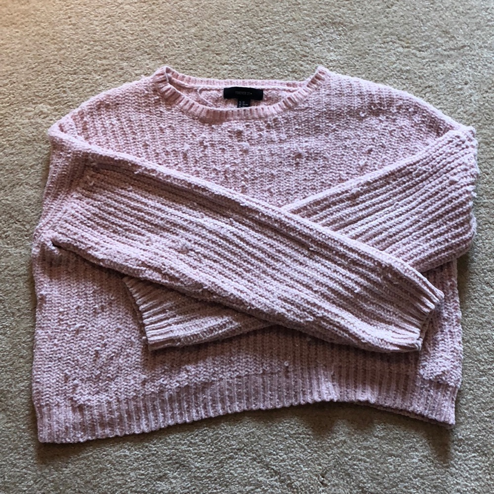 Light pink, fuzzy, oversized sweater